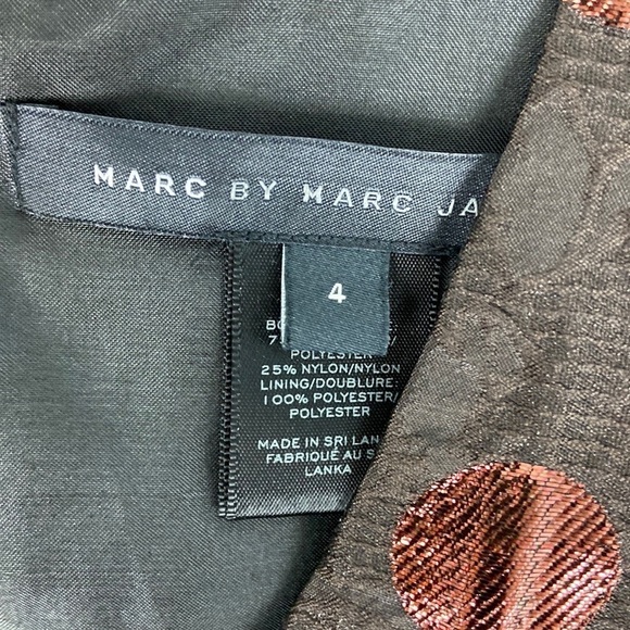 Marc by Marc Jacobs Polkadot A-Line Dress Shimmery Polka Dot Crinkle Fabric Sz 4 - Picture 9 of 14